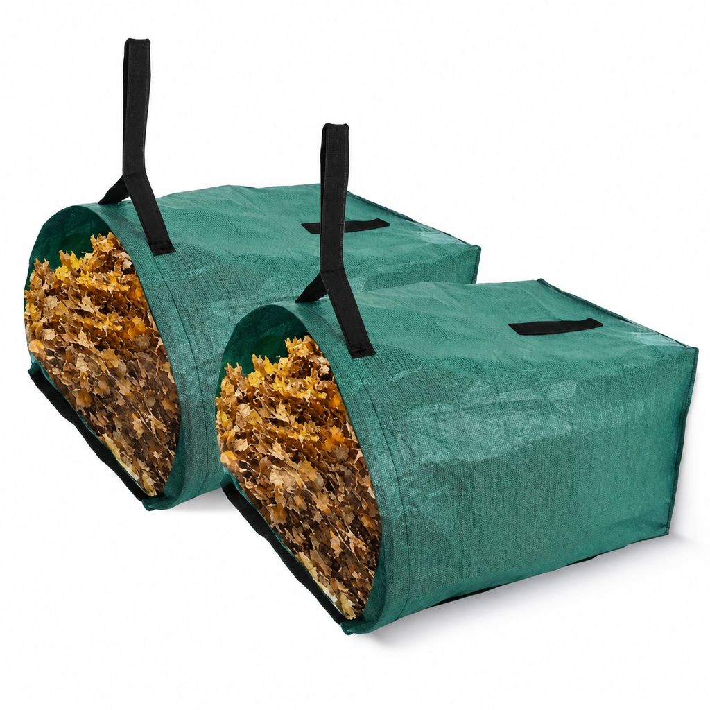 AEELLEEA 2-Pack Reusable Garden Waste Bags, Heavy Duty Leaf Collection Bags with Reinforced Handles, Foldable Yard Waste Bags