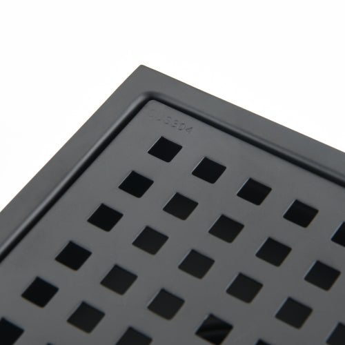 AEELLEEA 5.9 Inch Matte Black Square Shower Drain, 304 Stainless Steel Floor Drain with Removable Grate & Hair Strainer for Bathroom