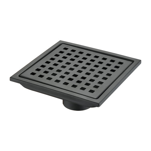 AEELLEEA 5.9 Inch Matte Black Square Shower Drain, 304 Stainless Steel Floor Drain with Removable Grate & Hair Strainer for Bathroom
