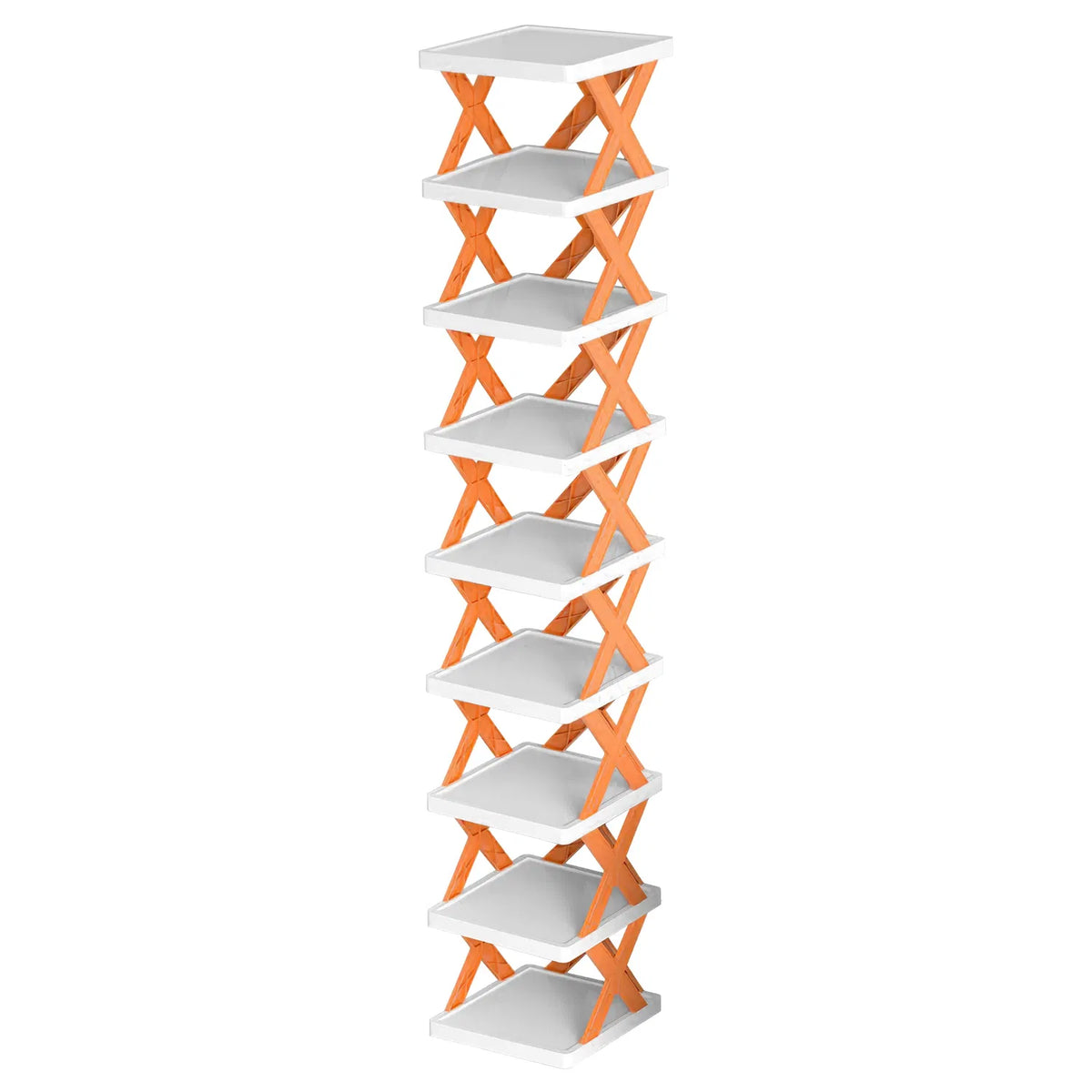 9 Tier Narrow Vertical Shoe Rack, Plastic Free Standing Shoe Organizer, Space Saving Stackable Shoe Storage Shelf for Entryway Hallway Closet