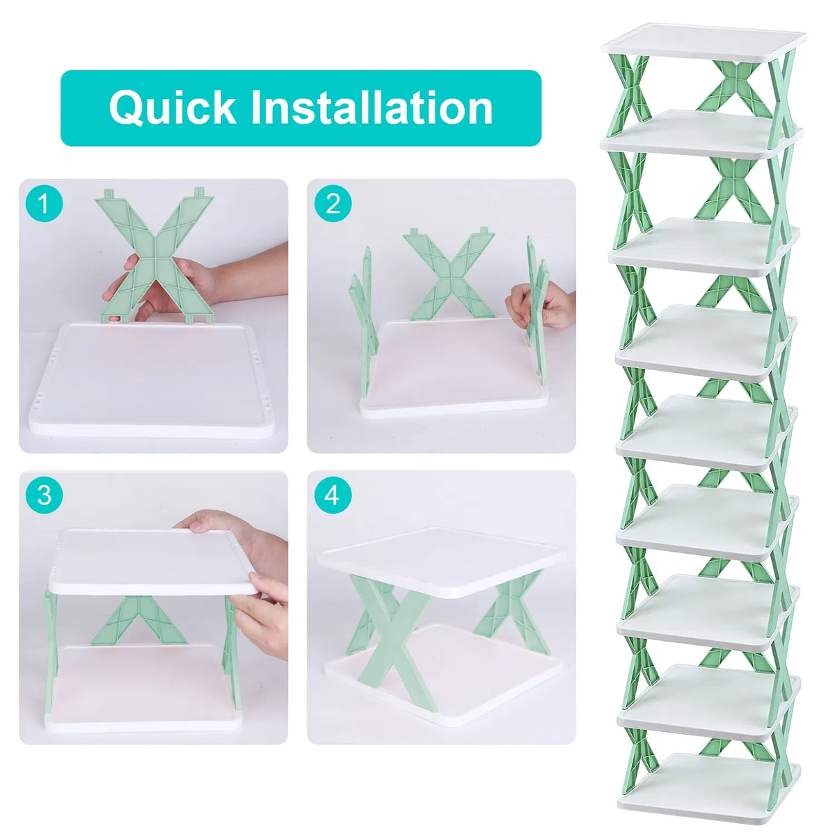 9 Tier Narrow Vertical Shoe Rack, Plastic Free Standing Shoe Organizer, Space Saving Stackable Shoe Storage Shelf for Entryway Hallway Closet