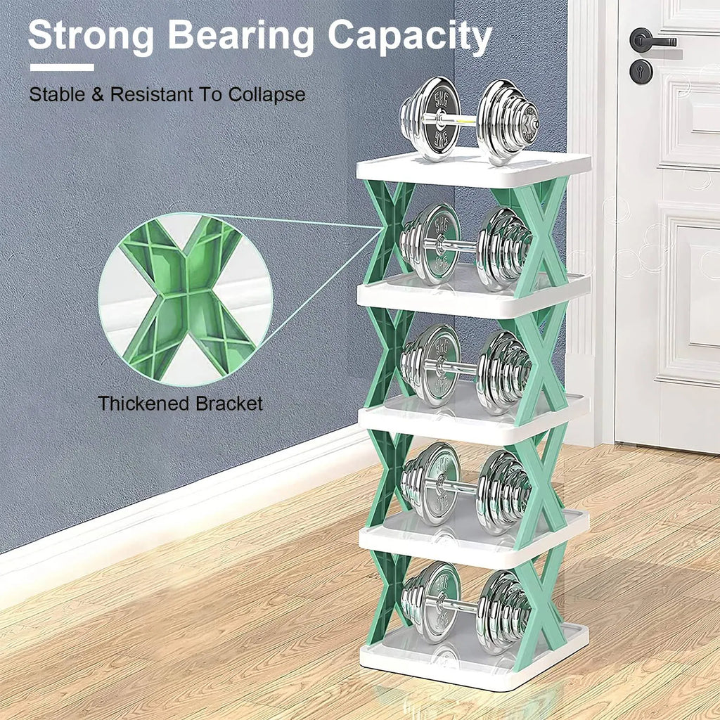 9 Tier Narrow Vertical Shoe Rack, Plastic Free Standing Shoe Organizer, Space Saving Stackable Shoe Storage Shelf for Entryway Hallway Closet