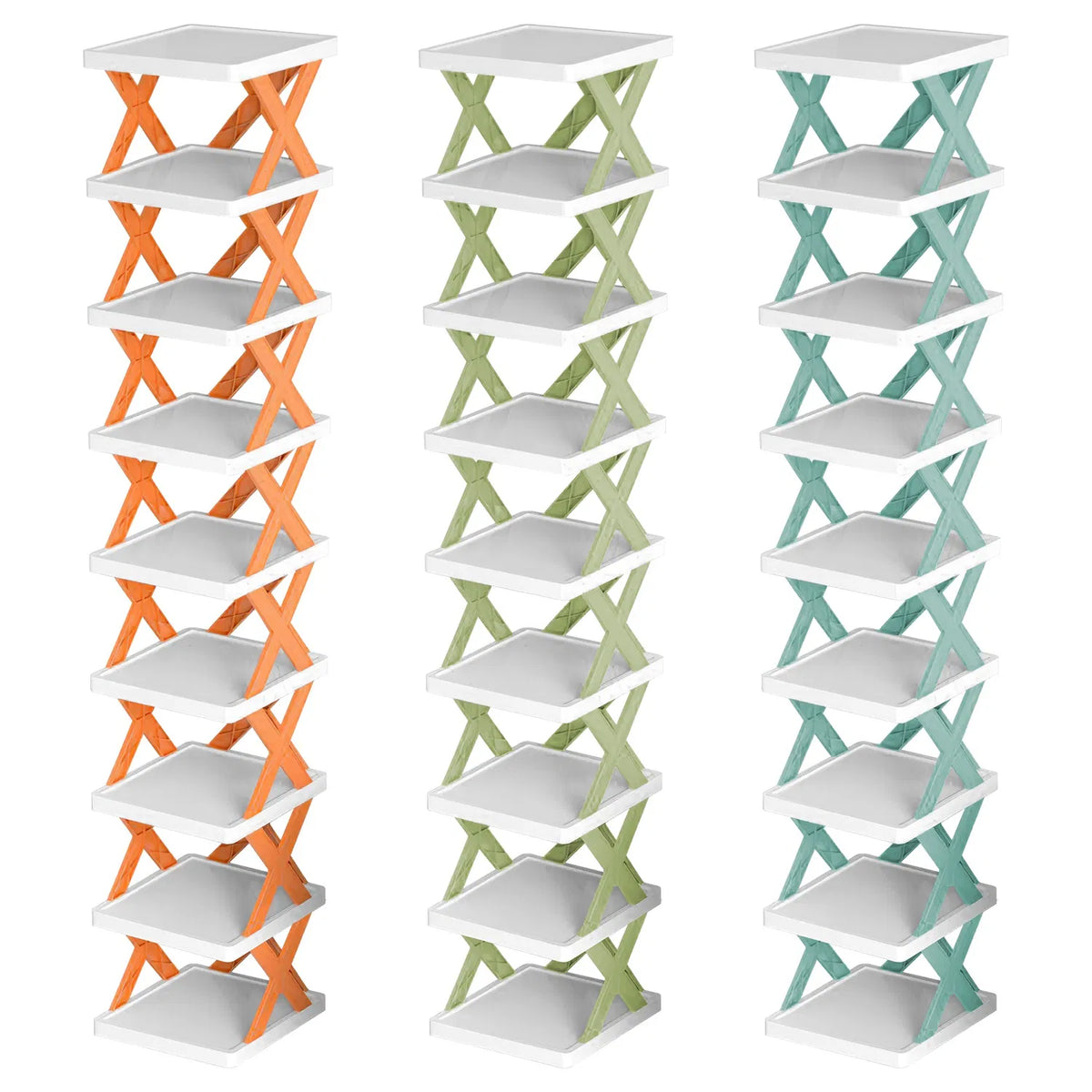 9 Tier Narrow Vertical Shoe Rack, Plastic Free Standing Shoe Organizer, Space Saving Stackable Shoe Storage Shelf for Entryway Hallway Closet