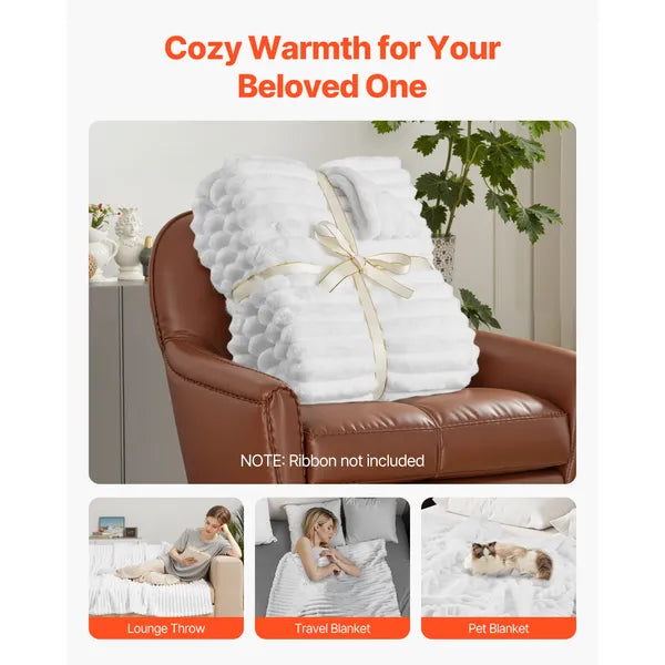 AEELLEEA Fleece Throw Blanket, 50 x 60 Inches Soft Cozy Flannel Blanket, Lightweight White Bed Couch Throw for Sofa