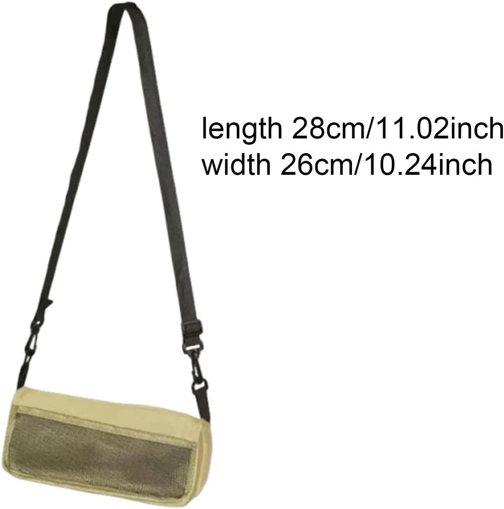 Portable Folding Camping Stool with Shoulder Carry Bag, Oxford Cloth Compact Foldable Outdoor Stool for Fishing Hiking Beach Picnic, Khaki
