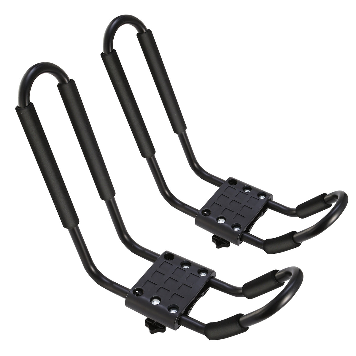 AEELLEEA J Bar Kayak Roof Rack, 1 Pair Heavy Duty Iron Canoe Carrier, 220 Lbs Padded Rooftop Mount with 2 Tie Down Straps for Crossbars