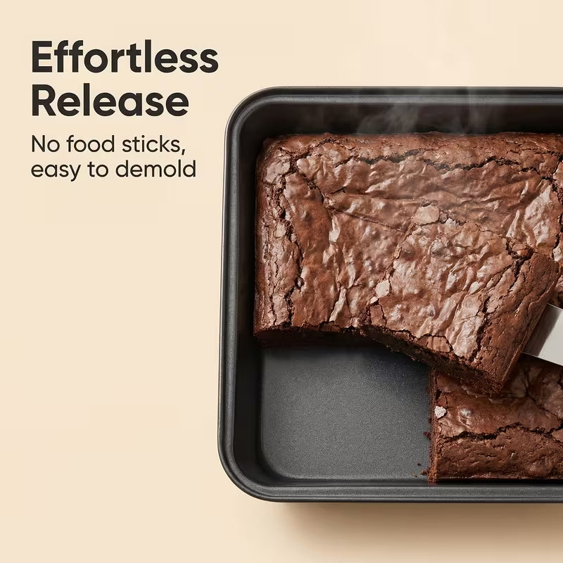 AEELLEEA 3 Pack Non Stick Baking Pans, Carbon Steel Rectangular Deep Cake Pans, 3 Sizes Oven Bakeware for Brownies Bread Lasagna
