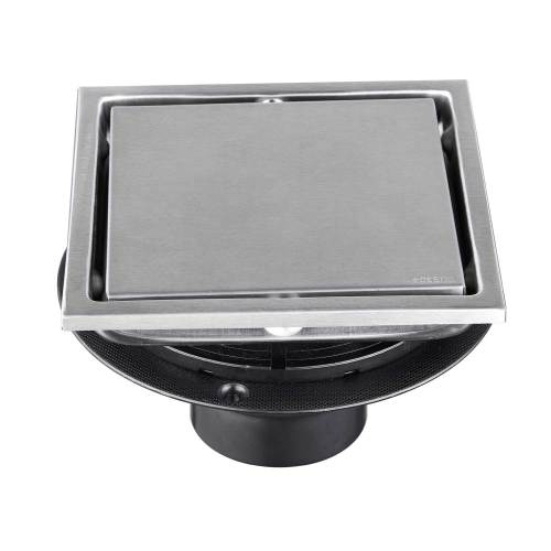 AEELLEEA 6 Inch Square Shower Drain, Stainless Steel Invisible Tile Insert Floor Drain with Adjustable Base for Bathroom Shower