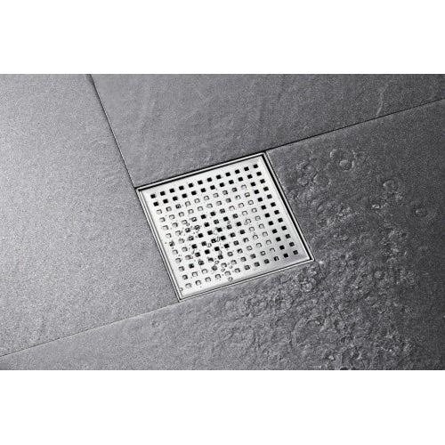 AEELLEEA 6 Inch Brushed Stainless Square Shower Drain, Perforated Grate Floor Drain with Hair Strainer for Bathroom
