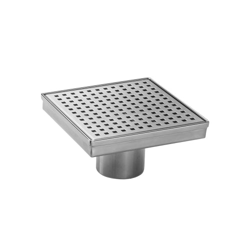AEELLEEA 6 Inch Brushed Stainless Square Shower Drain, Perforated Grate Floor Drain with Hair Strainer for Bathroom