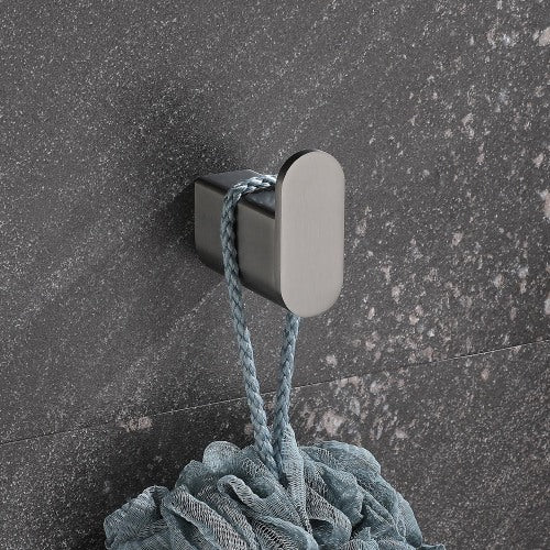 AEELLEEA Brushed Nickel Bathroom Hardware Set, 4-Piece Towel Bar Towel Ring Toilet Paper Holder Robe Hook, Wall Mount Bath Accessories