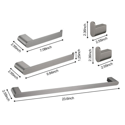 AEELLEEA Brushed Nickel Bathroom Hardware Set, 4-Piece Towel Bar Towel Ring Toilet Paper Holder Robe Hook, Wall Mount Bath Accessories