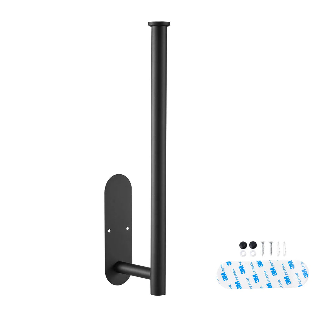 AEELLEEA Under Cabinet Paper Towel Holder, Black Stainless Steel Wall Mount, Self Adhesive or Drilling, 13.2 in for Kitchen