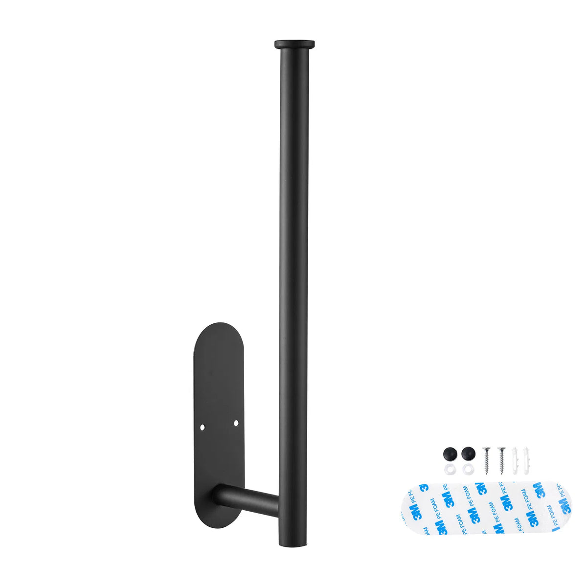 AEELLEEA Under Cabinet Paper Towel Holder, Black Stainless Steel Wall Mount, Self Adhesive or Drilling, 13.2 in for Kitchen
