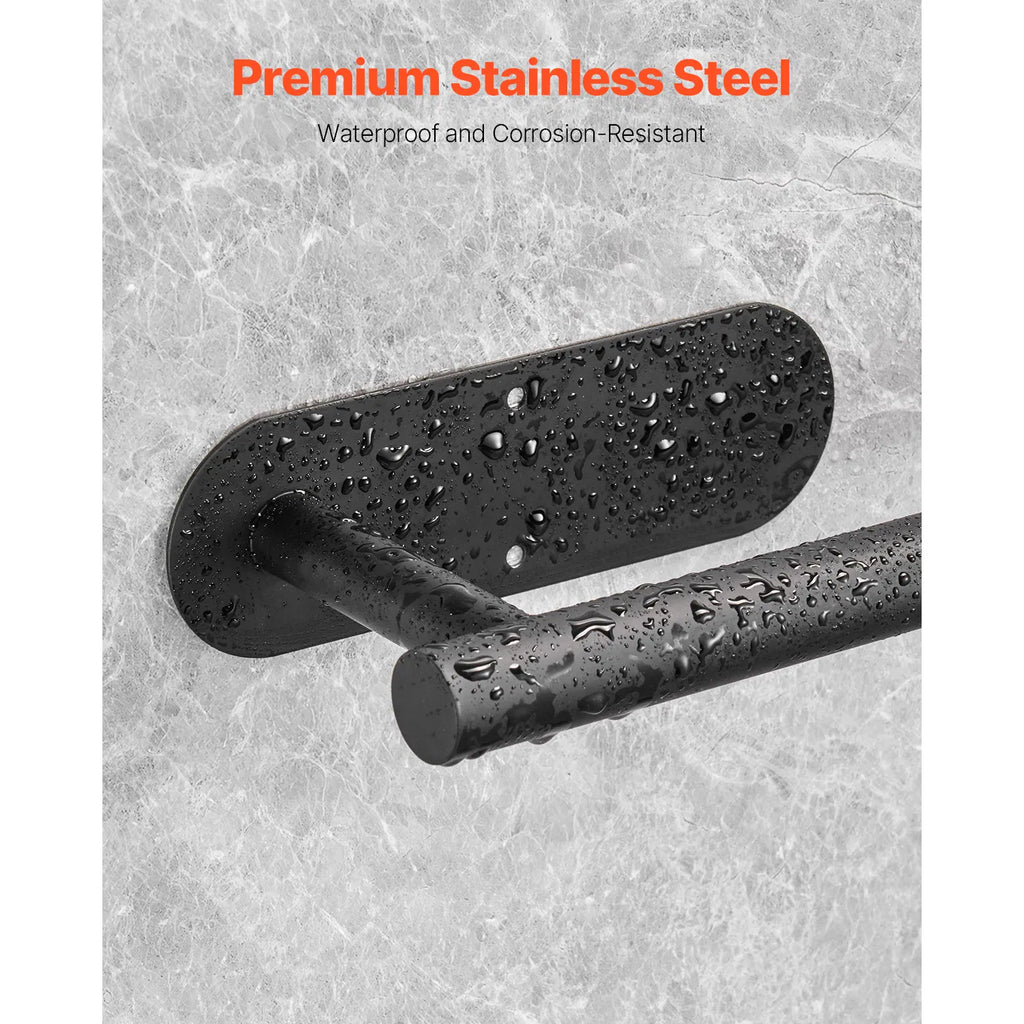 AEELLEEA Under Cabinet Paper Towel Holder, Black Stainless Steel Wall Mount, Self Adhesive or Drilling, 13.2 in for Kitchen