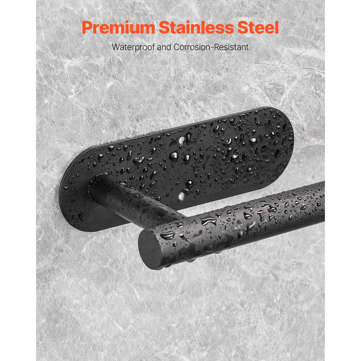 AEELLEEA Under Cabinet Paper Towel Holder, Black Stainless Steel Wall Mount, Self Adhesive or Drilling, 13.2 in for Kitchen