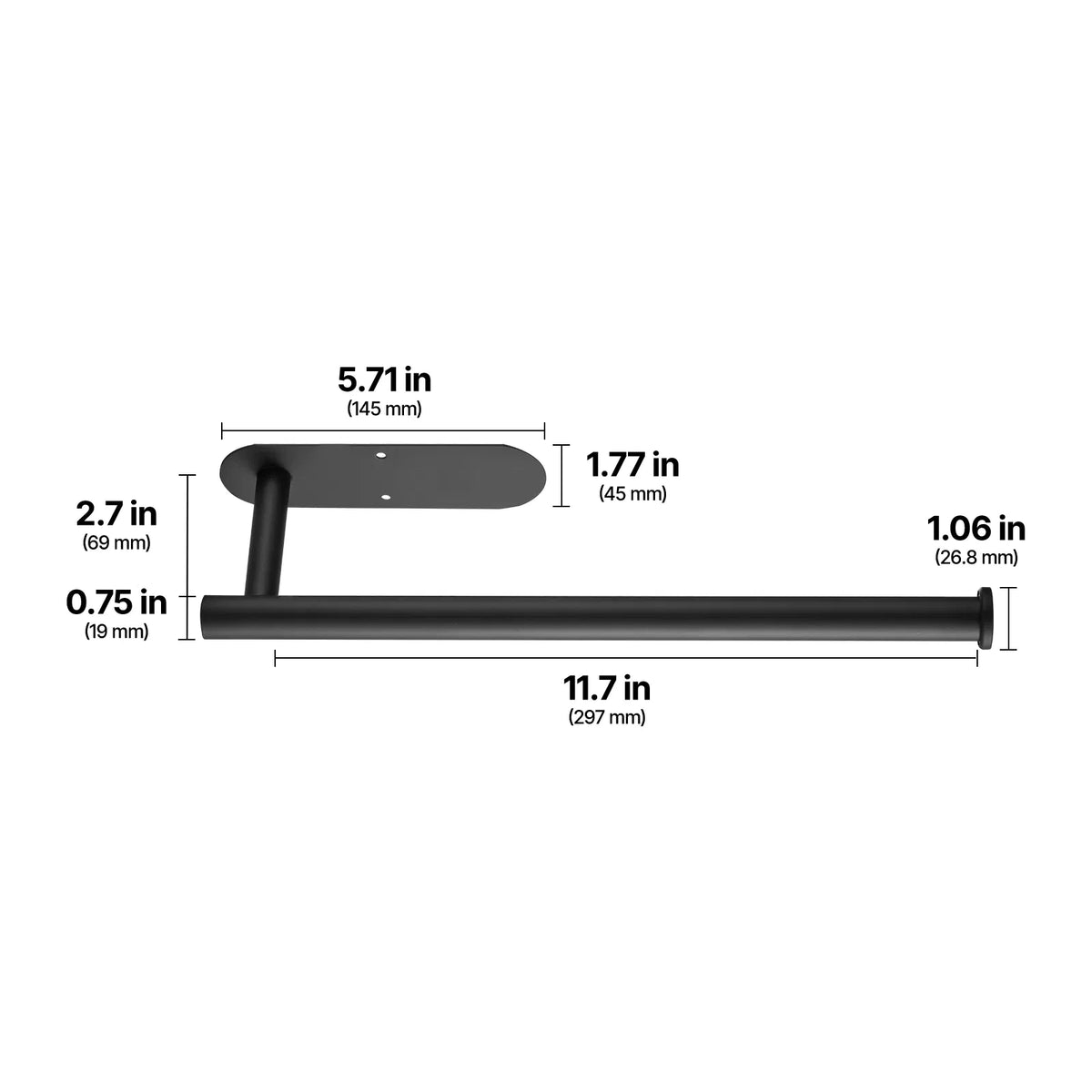 AEELLEEA Under Cabinet Paper Towel Holder, Black Stainless Steel Wall Mount, Self Adhesive or Drilling, 13.2 in for Kitchen