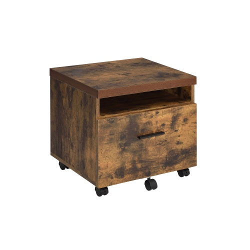 AEELLEEA Rustic Rolling File Cabinet, Mobile Office Filing Cabinet with Open Shelf and Drawer, Wheeled Under Desk Storage Cabinet