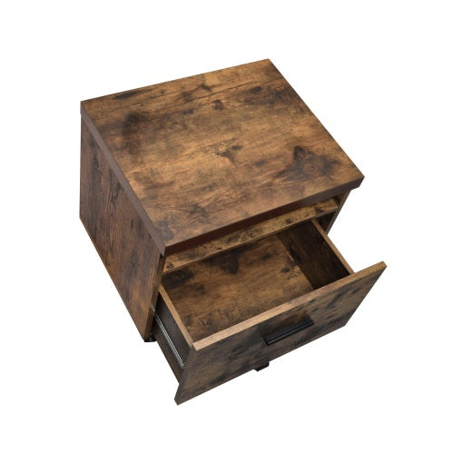 AEELLEEA Rustic Rolling File Cabinet, Mobile Office Filing Cabinet with Open Shelf and Drawer, Wheeled Under Desk Storage Cabinet