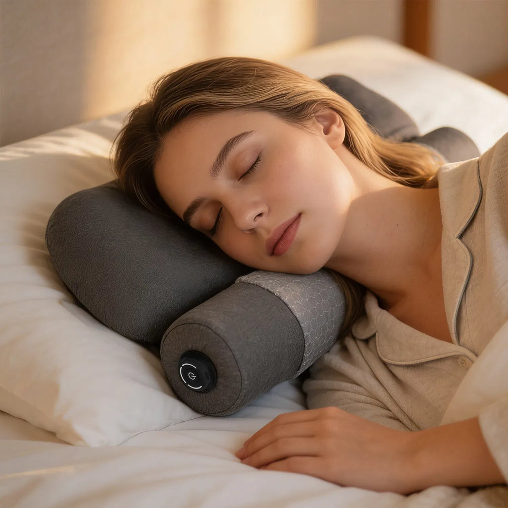 AEELLEEA Heated Memory Foam Neck Pillow, Cervical Bed Pillow with 3 Heat Levels, Auto Timer, USB Plug In, Eye Mask, Dark Gray