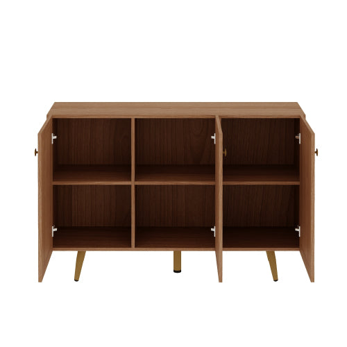 AEELLEEA Fluted Sideboard Cabinet, 46.9in 3-Door Storage Buffet Cabinet, Gold Metal Legs, Modern Accent Credenza for Entryway Living Room