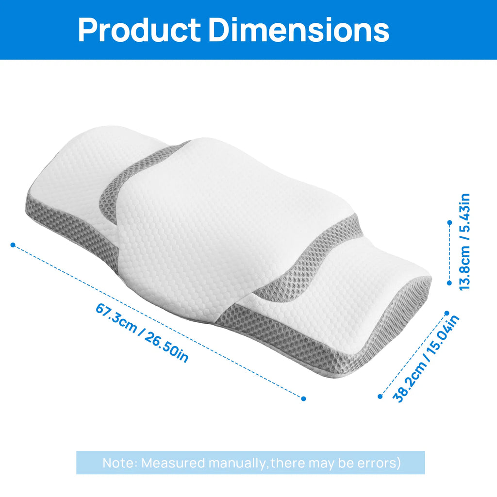 AEELLEEA Cervical Neck Pillow for Sleeping, Cooling Memory Foam, Dual Height 4.52 and 3.15 in, Ergonomic Butterfly Contour Pillow