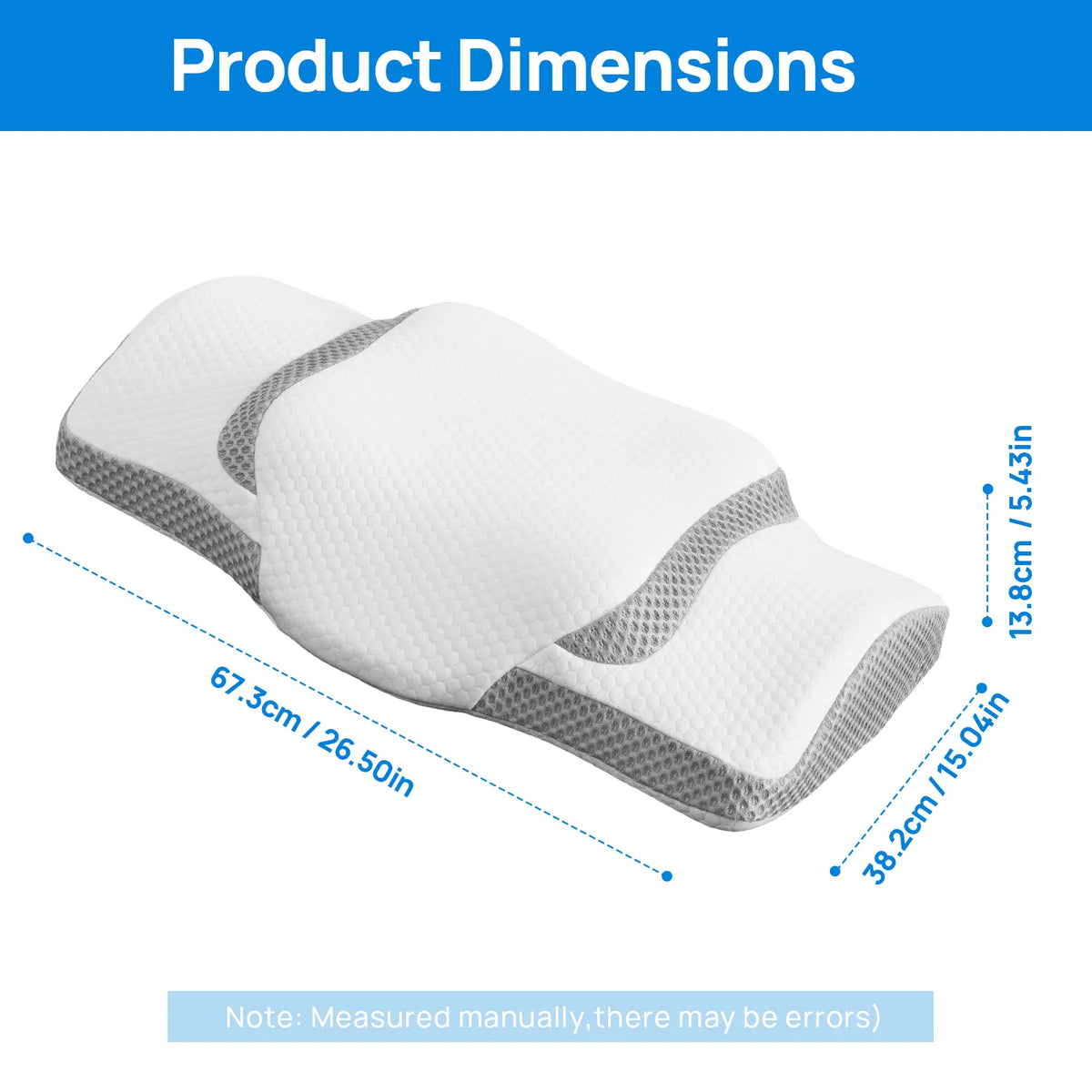 AEELLEEA Cervical Neck Pillow for Sleeping, Cooling Memory Foam, Dual Height 4.52 and 3.15 in, Ergonomic Butterfly Contour Pillow