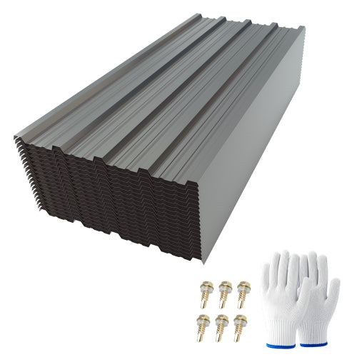 AEELLEEA Corrugated Metal Roof Panels, 20 Pack 42.52in×18.9in Galvanized Roofing Sheets, Waterproof UV Resistant for Shed, Barn, Carport
