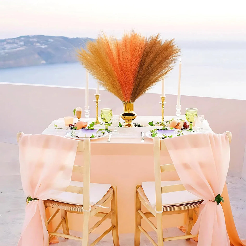 AEELLEEA 30 Pcs Artificial Pampas Grass, 21.6 in Faux Orange Pampas Stems, Fall Vase Filler for Home Wedding Centerpiece Boho Decor