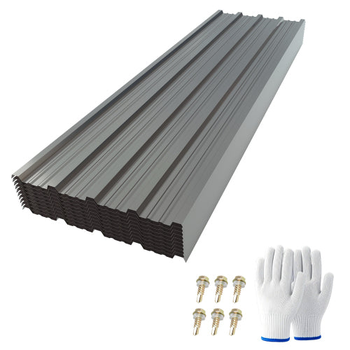 AEELLEEA Corrugated Metal Roof Panels, 10 Pack 61.02in×18.9in Galvanized Roofing Sheets, Waterproof UV Resistant for Shed, Carport, Fence