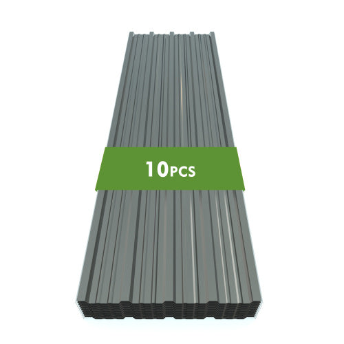 AEELLEEA Corrugated Metal Roof Panels, 10 Pack 61.02in×18.9in Galvanized Roofing Sheets, Waterproof UV Resistant for Shed, Carport, Fence