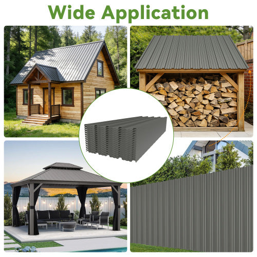 AEELLEEA Corrugated Metal Roof Panels, 10 Pack 61.02in×18.9in Galvanized Roofing Sheets, Waterproof UV Resistant for Shed, Carport, Fence