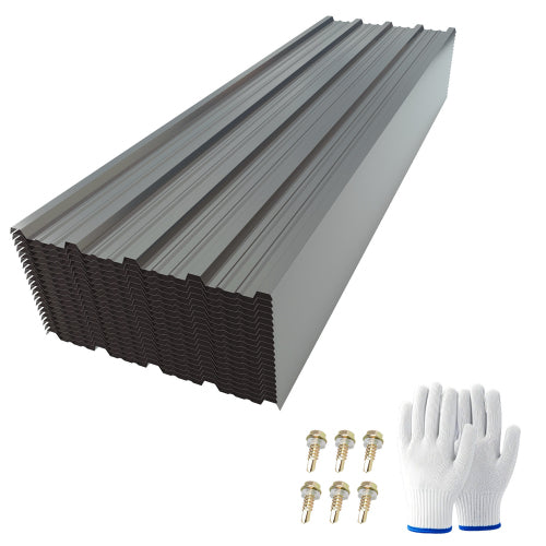 AEELLEEA Corrugated Metal Roof Panels, 20 Pack 61.02in×18.9in Galvanized Roofing Sheets, Waterproof UV Resistant for Shed, Carport, Fence