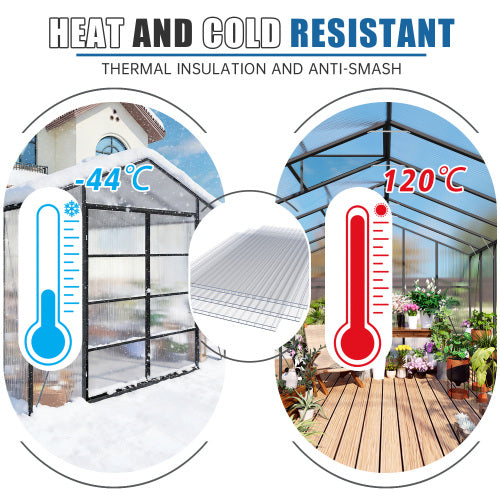 AEELLEEA Polycarbonate Greenhouse Panels, 6 Pack 24×60in 4mm Twin Wall Sheets, Light Transmitting Insulated Replacement Panels for Plant Greenhouse
