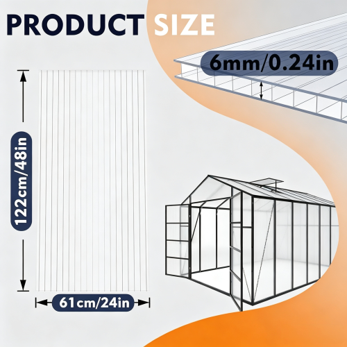 AEELLEEA Polycarbonate Greenhouse Panels, 16 Pack 24×48in 6mm Twin Wall Sheets, Insulated Light Transmitting Replacement Panels for Plant Greenhouse
