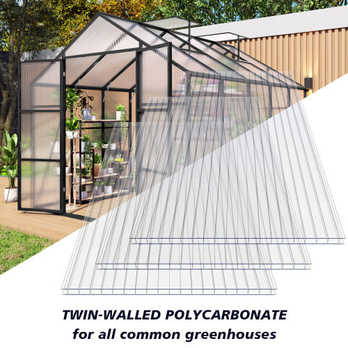 AEELLEEA Polycarbonate Greenhouse Panels, 16 Pack 24×48in 6mm Twin Wall Sheets, Insulated Light Transmitting Replacement Panels for Plant Greenhouse