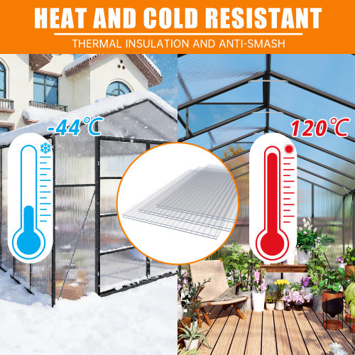 AEELLEEA Polycarbonate Greenhouse Panels, 16 Pack 24×48in 6mm Twin Wall Sheets, Insulated Light Transmitting Replacement Panels for Plant Greenhouse