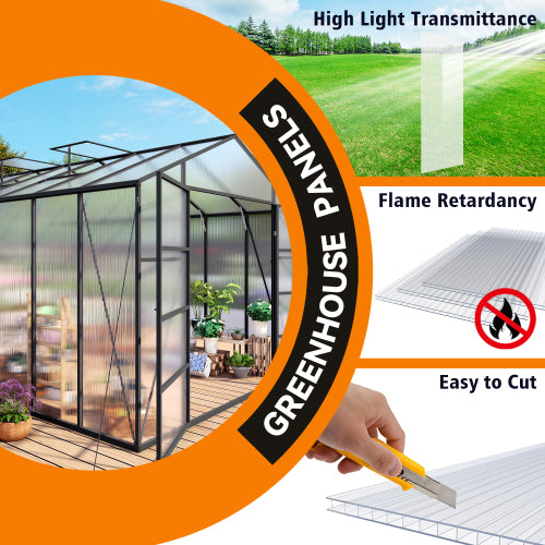 AEELLEEA Polycarbonate Greenhouse Panels, 16 Pack 24×48in 6mm Twin Wall Sheets, Insulated Light Transmitting Replacement Panels for Plant Greenhouse