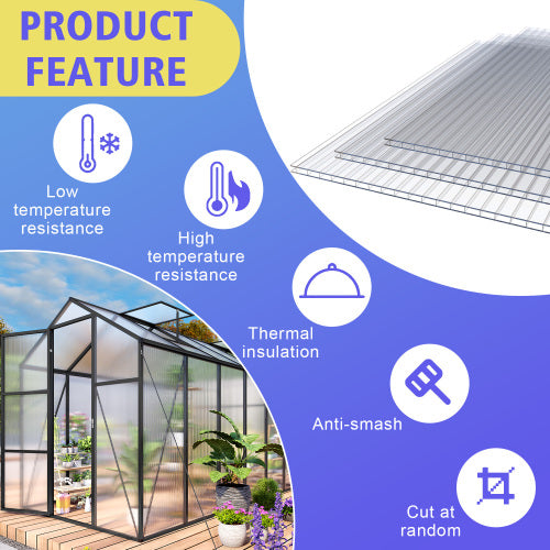 AEELLEEA Polycarbonate Greenhouse Panels, 6 Pack 24×60in 6mm Twin Wall Sheets, Insulated Light Transmitting Replacement Panels for Plant Greenhouse