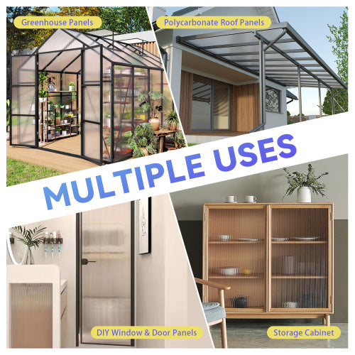 AEELLEEA Polycarbonate Greenhouse Panels, 6 Pack 24×60in 6mm Twin Wall Sheets, Insulated Light Transmitting Replacement Panels for Plant Greenhouse