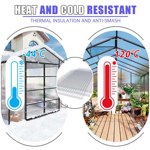 AEELLEEA Polycarbonate Greenhouse Panels, 6 Pack 24×60in 6mm Twin Wall Sheets, Insulated Light Transmitting Replacement Panels for Plant Greenhouse