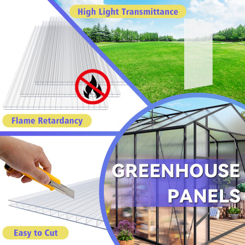 AEELLEEA Polycarbonate Greenhouse Panels, 6 Pack 24×60in 6mm Twin Wall Sheets, Insulated Light Transmitting Replacement Panels for Plant Greenhouse