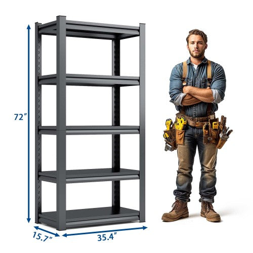 AEELLEEA 5-Tier Boltless Steel Storage Shelving Unit, 35.4"W x15.7" D x72" H, Heavy Duty Adjustable Garage Storage Rack