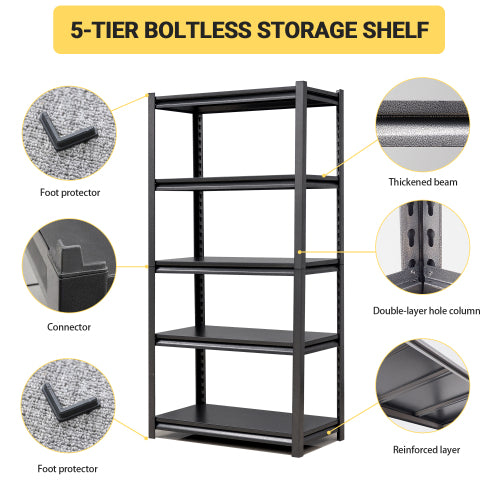 AEELLEEA 5-Tier Boltless Steel Storage Shelving Unit, 35.4"W x15.7" D x72" H, Heavy Duty Adjustable Garage Storage Rack