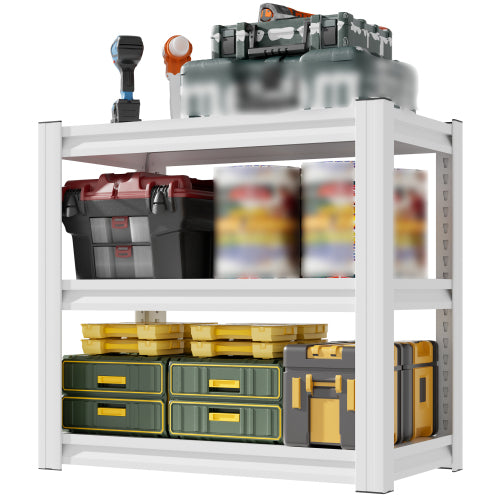 AEELLEEA White 3-Tier Heavy Duty Steel Storage Shelf, 34"W x18"D x31.5"H, 660lbs Total Load, Adjustable Aquarium Garage Rack