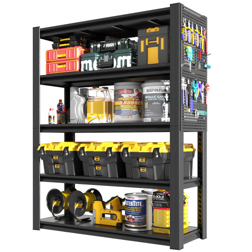 AEELLEEA 5-Tier Heavy Duty Steel Garage Storage Shelving, 47.2"W x18"D x78"H, 2000lbs Total Load, with Pegboard Tool Organizer
