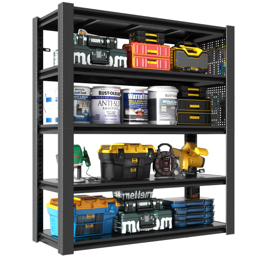 AEELLEEA 5-Tier Heavy Duty Garage Storage Shelving, 47.2"W x23.6"D x72"H, 2000lbs Total Load, Side Pegboard Tool Rack