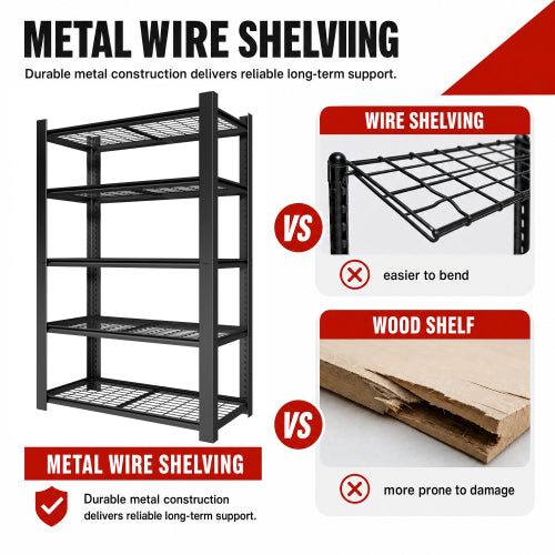 AEELLEEA 5-Tier Heavy Duty Steel Storage Shelving Unit, 48"W x23.6"D x72"H, 3000 lbs Total Capacity, Adjustable Wire Rack