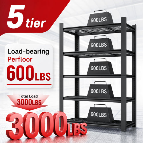 AEELLEEA 5-Tier Heavy Duty Steel Storage Shelving Unit, 48"W x23.6"D x72"H, 3000 lbs Total Capacity, Adjustable Wire Rack