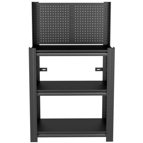 AEELLEEA 3-Tier Garage Tool Storage Rack with Pegboard, 34"W x18"D x47.2"H, 660 lbs Total Heavy Duty Metal Workbench Shelf